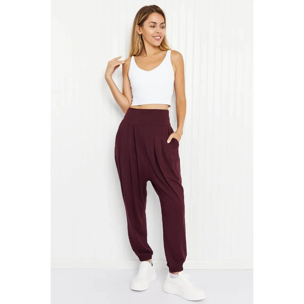 Rae Mode Full Size Deep Breaths Pleated Harem Joggers - Picture 5 of 8